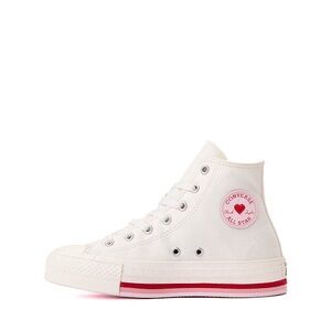 Converse Girls High-Top Sneakers in White and Red